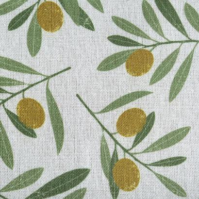Obrus dekoracyjny wodoodporny ERIN 140x180 Eurofirany biały zielony w oliwne gałązki