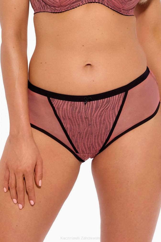 Figi damskie z ażurową wstawką Lise 1259 morelowe czarne
