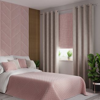 Narzuta dekoracyjna VELVI 220x240 pikowana w geometryczny wzór jasnoróżowa