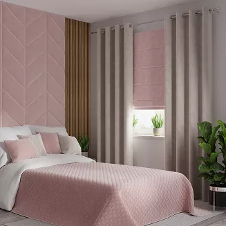 Narzuta dekoracyjna VELVI 220x240 pikowana w geometryczny wzór jasnoróżowa