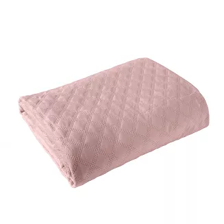 Narzuta dekoracyjna VELVI 220x240 pikowana w geometryczny wzór jasnoróżowa