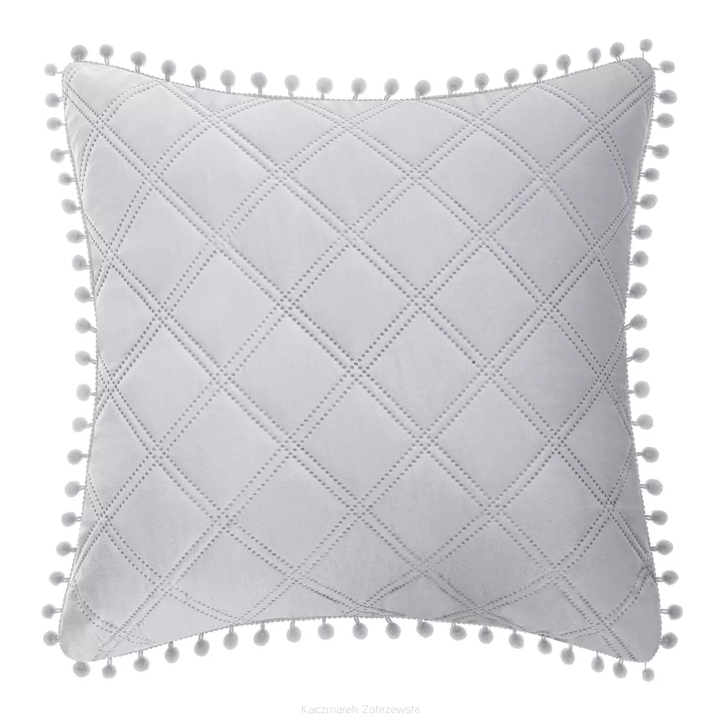 Poszewka dekoracyjna POMPOO 45x45 szara z pomponami