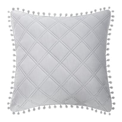Poszewka dekoracyjna POMPOO 45x45 szara z pomponami