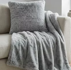Poszewka dekoracyjna Rabbit 45x45 szara futrzana