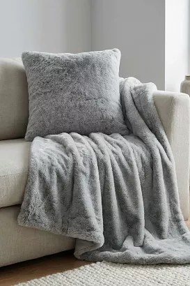 Poszewka dekoracyjna Rabbit 45x45 szara futrzana
