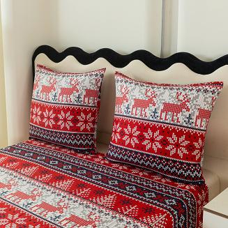 Pościel świąteczna 140x200 czerwona grafitowa skandynawski wzór sweterek