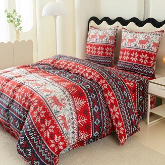 Pościel świąteczna 140x200 czerwona grafitowa skandynawski wzór sweterek