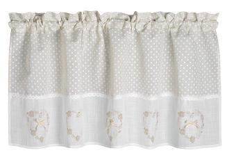 Firana gotowa zazdrostka ROMANCCE 90x150 beżowa z koronką