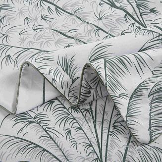 Biała Pościel Vintage z Nadrukiem Satyna Bawełniana 220x200 z Szałwiową Lamówką Biza