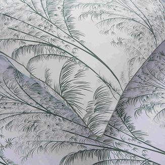 Biała Pościel Vintage z Nadrukiem Satyna Bawełniana 220x200 z Szałwiową Lamówką Biza