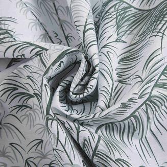 Biała Pościel Vintage z Nadrukiem Satyna Bawełniana 220x200 z Szałwiową Lamówką Biza