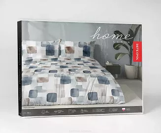 Pościel satynowa Home Satin 220x200 biała granatowa brązowa akwarelowa geometria