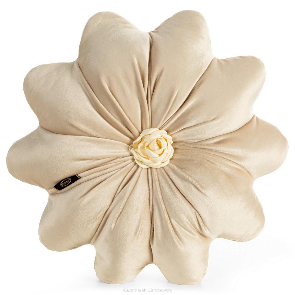 Poduszka dekoracyjna FLORES 40 Eurofirany kremowa w kształcie kwiatu