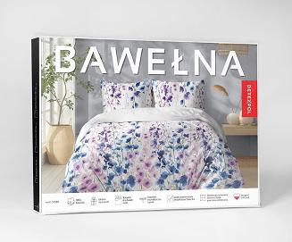 Pościel bawełniana 160x200 Detexpol biała różowe niebieskie ostróżki