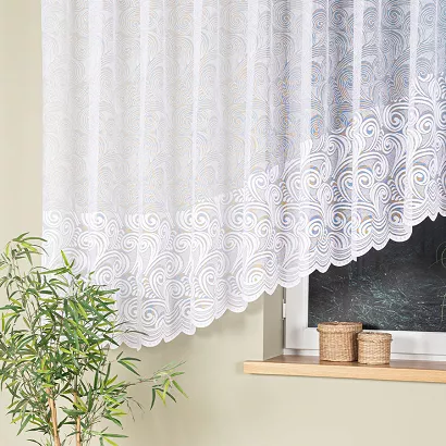 Firanka żakardowa gotowa na żabki KINGA 600x160 biała