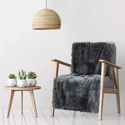 Koc narzuta TIFANY 70x160 Design91 stalowy o strukturze futra