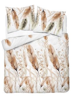 Pościel satynowa 20x200 Detexpol biała rdzawe kłosy zbóż