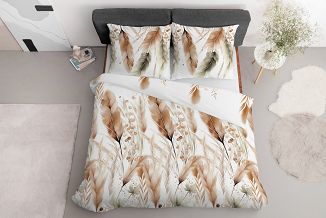 Pościel satynowa 20x200 Detexpol biała rdzawe kłosy zbóż