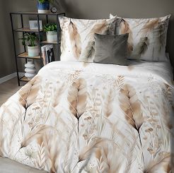 Pościel satynowa 20x200 Detexpol biała rdzawe kłosy zbóż