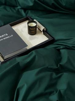 Butelkowa Pościel Queen Premium Satyna Bawełniana 220x200 ze Złotą Lamówką Biza