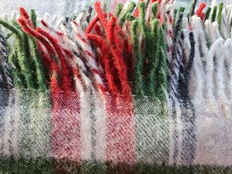 Koc wełniany z frędzlami 160x200 kratka szkocka