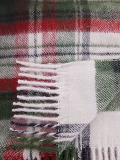 Koc wełniany z frędzlami 160x200 kratka szkocka