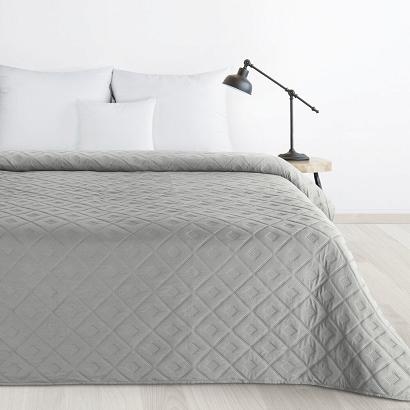 Narzuta dekoracyjna ALARA6 200x220 srebrna pikowana geometryczny wzór