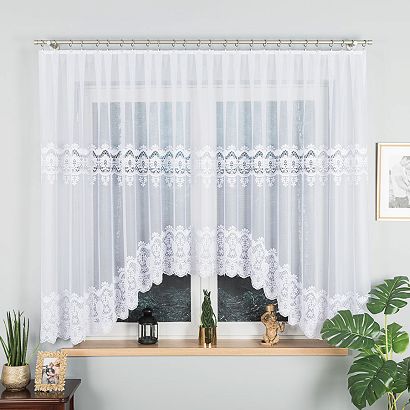 Firanka żakardowa gotowa na żabki DARIA 400x160 biała