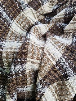 Komplet dekoracyjny narzuta 170x205 + 2x 60x170 brązowa beżowa kremowa krata warkocze