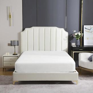 Prześcieradło satyna bawełniana z gumką 180x200 SIN białe