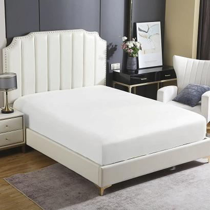 Prześcieradło satyna bawełniana z gumką 180x200 SIN białe