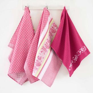 Komplet ścierek kuchennych 2+1  ZWOLTEX wzór RÓŻA róż