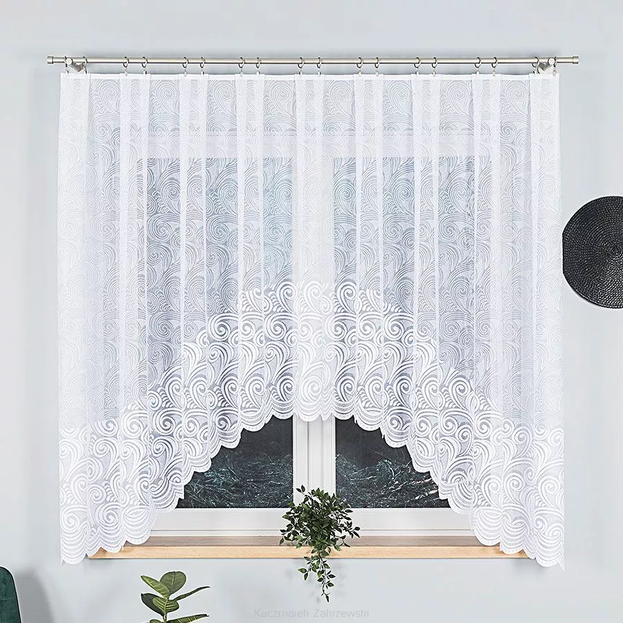 Firanka żakardowa gotowa na żabkach KINGA 330x160 biała