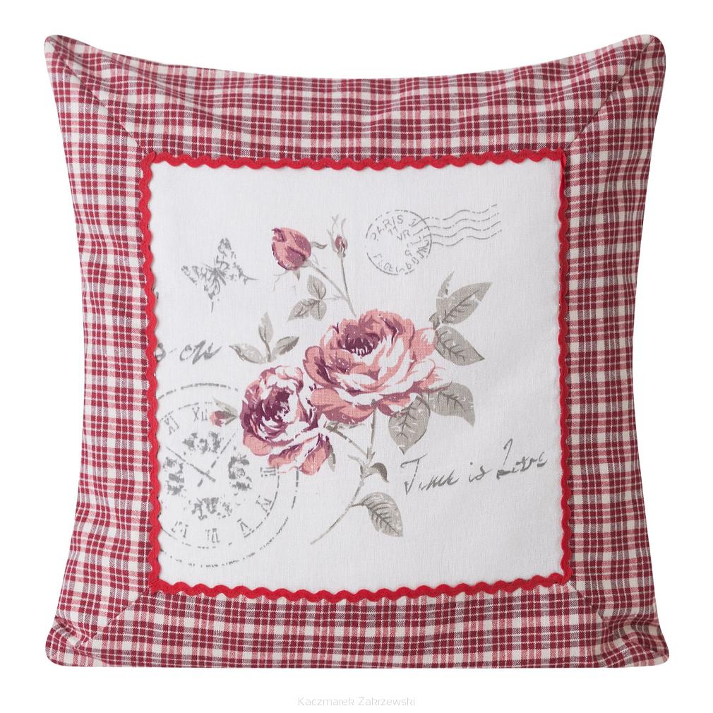 Poszewka dekoracyjna ADAO2 38x38x8 Eurofirany ecru/czerwony