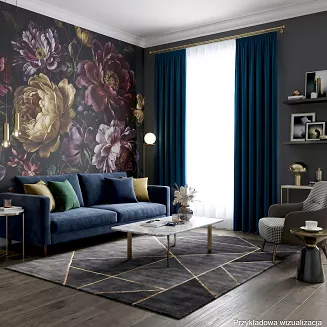 Zasłona gotowa na taśmie BLACKOUT VELVET 140x230 granatowa