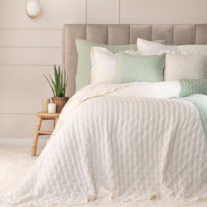 Narzuta dekoracyjna z falbaną WERONA 220x240 ecru