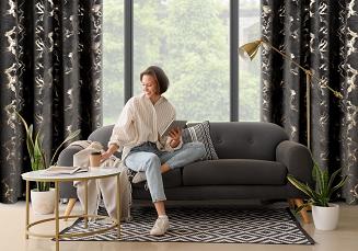 Zasłona gotowa na przelotkach RAJA 140x250 Eurofirany czarny