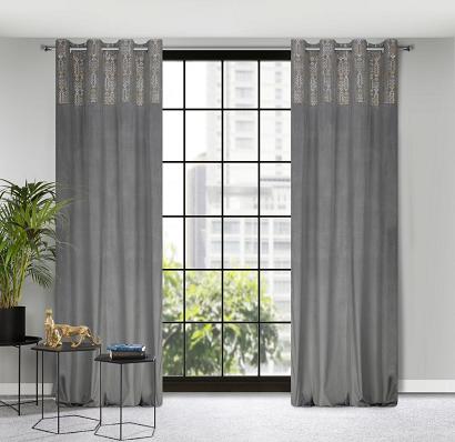 Zasłona gotowa na przelotkach LIZA 140x250 Eurofirany stalowo/złota