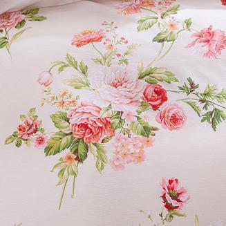 Pościel satynowa 160x200 różowa różane bukiety