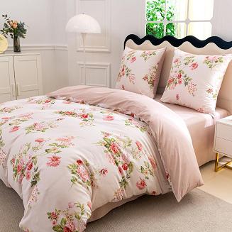 Pościel satynowa 160x200 różowa różane bukiety