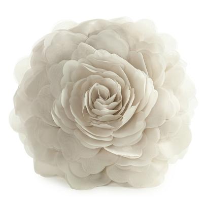 Poszewka dekoracyjna FLORES6 40 Eurofirany kremowy szyfonowy kwiat 3D