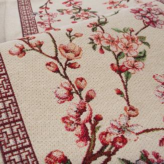 Obrus dekoracyjny gobelin THAI 100x100 Eurofirany naturalny różowy kwitnąca wiśnia