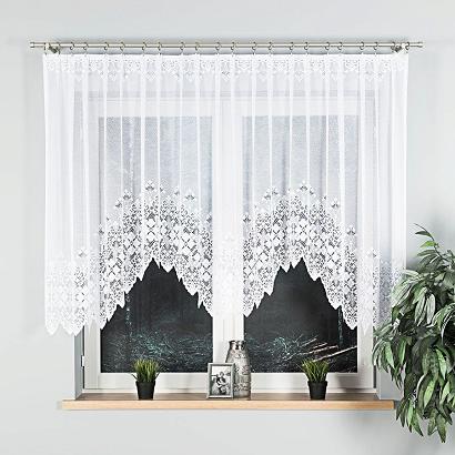 Firanka żakardowa gotowa na żabki NADIA 300x130 biała