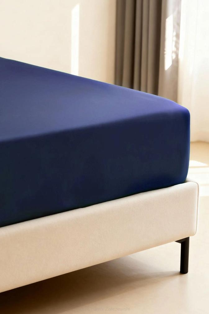 Prześcieradło bambusowe z gumką 200x220 granatowe