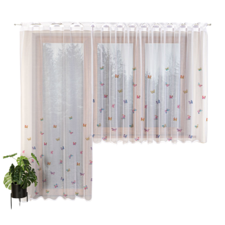 Firanka żakardowa gotowa na szelkach MOTYLKI 140x230 biała