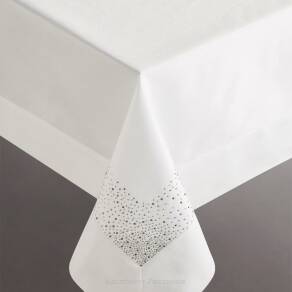 Obrus dekoracyjny MODERN 160x260 Eurofirany biały + kryształki