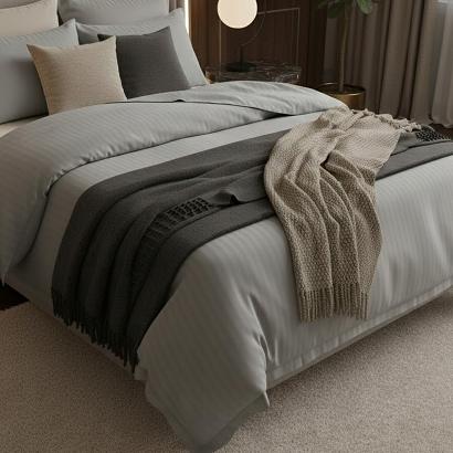 Komplet pościeli hotelowej adamaszek La Perriere 220x200 szara