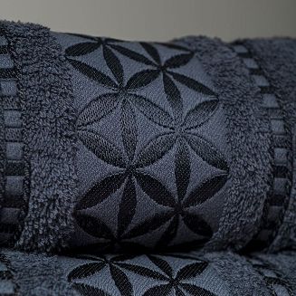 Ręcznik bawełniany PAOLA 70x140 granatowy z bordiurą w rozety
