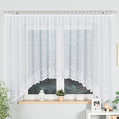 Firanka żakardowa gotowa na żabki KAROLINA 400x150 biała