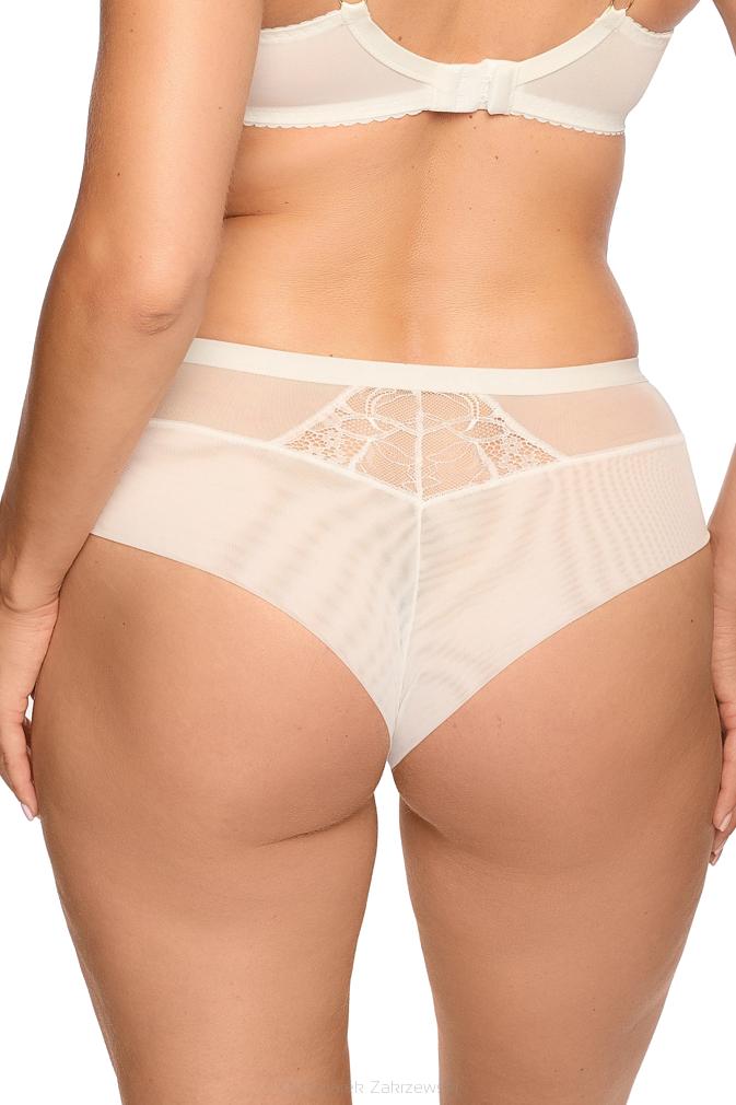 Brazyliany damskie z koronką i tiulem Laila 1280 ecru